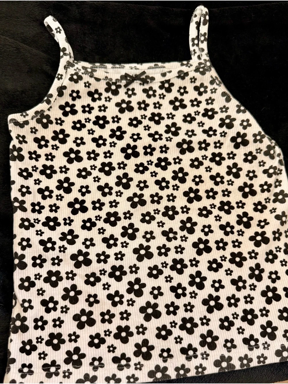 Girls' Black & White Floral Tank Top - Kids Shirts & Tops
